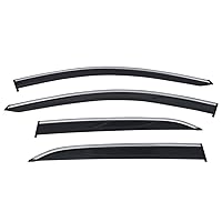 Window Visor Compatible with 2018-2023 Chevy Equinox, Injection with Chrome Trim Polycarbonate Air Deflector Rain Guards by IKON MOTORSPORTS