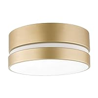 Globe Electric 60754 2-Light Flush Mount Ceiling Light, Soft Gold, Inner Frosted Shade, Ceiling Light Fixture, Light Fixtures Ceiling Mount, Bedroom Lights for Ceiling, Bulb Not Included