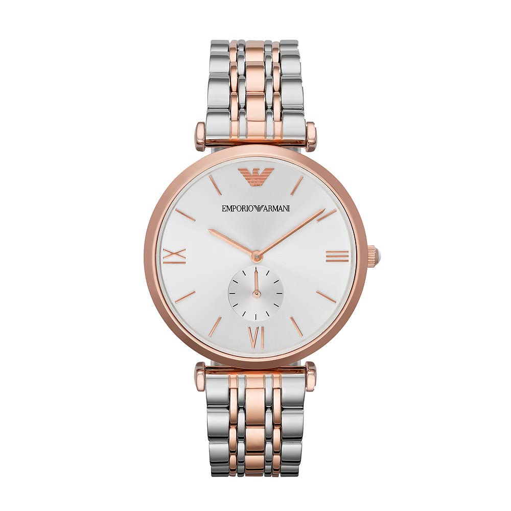 Emporio Armani Women's Quartz Watch with Stainless-Steel-Plated Strap, Two Tone, 18 (Model: AR1677