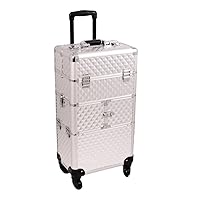 Craft Accents I3164 Diamond Trolley Craft/Quilting Storage Case, Silver