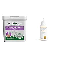 Ear Relief Finger Wipes | Ear Cleansing Finger Wipes for Dogs & Veterinary Formula Clinical Care Ear Therapy, 4 oz.