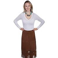 Scully Western Skirt Womens Lamb Suede Fringe Knee Brown F0_L738