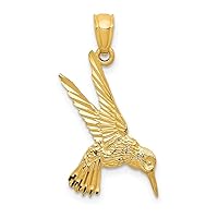 Saris and Things 14k Yellow Gold Solid Hummingbird Charm Pendant