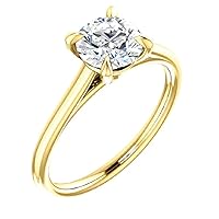 10K Solid Yellow Gold Handmade Engagement Ring 3 CT Round Cut Moissanite Diamond Solitaire Wedding/Bridal Ring for Women/Her, Awesome Rings for Her