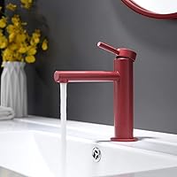Modern Minimalist Bathroom Vanity Full Copper Cylinder Faucet Hot and Cold Water Conditioning Creative Fashion Home Hotel Single Hole Faucet Kitchen Faucet (Color : Red)