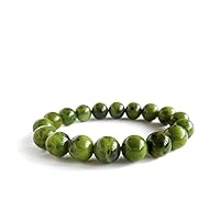 Natural AAA Canadian Nephrite Jade 12mm Gemstone Stretch Fit Bracelet | 7-7.5” length | Unisex Bracelet | Round Shape Beads Bracele|Men/Women
