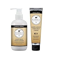 Dionis Goat Milk Skincare Vanilla Bean Scented Lotion (8.5 oz) and Hand & Body Cream (3.3 oz) Bundle