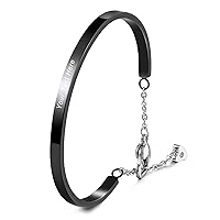 Personalized Identification ID Bracelet Bangle for Women Men Name Engraved Adjustable Stainless Steel Cuff Water-Resistant Gift for Girlfriend Sister Bridesmaid Gifts