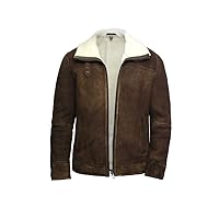 Men's Genuine Shearling Sheepskin Spanish Merino Leather Jacket Vintage (x_s)