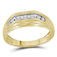 The Diamond Deal 10kt Yellow Gold Mens Round Diamond Flat Top Band Ring 1/4 Cttw