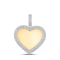 10K Yellow Gold Mens Diamond Heart Memory Necklace Pendant 2 Ctw.