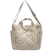 Quilted Tote Bag for Women Crossbody Bags Lightweight Padding Shoulder Bags Nylon Padded Hobo Handbag with Zipper