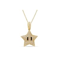 Round Cut Cubic Zirconia Diamond Mini Star Pendant 925 Sterling Silver 14K Yellow Gold Plated For Women & Girls