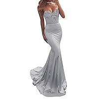 Women's Sweetheart Satin Mermaid Prom Dress Strapless Formal Evening Dress
