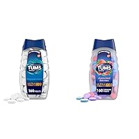 TUMS Ultra Strength Chewable Antacid Tablets for Heartburn Relief, Peppermint and Assorted Berries Flavors - 160 Count Each