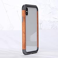 Wooden Hard Frame Phone Case for iPhone 12 13 14 Pro Max Aluminum Alloy Rugged Anti Drop Frame for iPhone 13 Protective Shell,Black,for iPhone 14 Plus