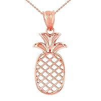 SOLID ROSE GOLD PINEAPPLE PENDANT NECKLACE - Gold Purity:: 14K, Pendant/Necklace Option: Pendant With 16
