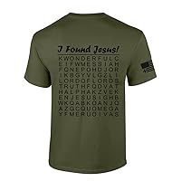 Mens Christian Shirt I Found Jesus Funny Crossword Puzzle Back Design Short Sleeve T-Shirt Graphic Tee