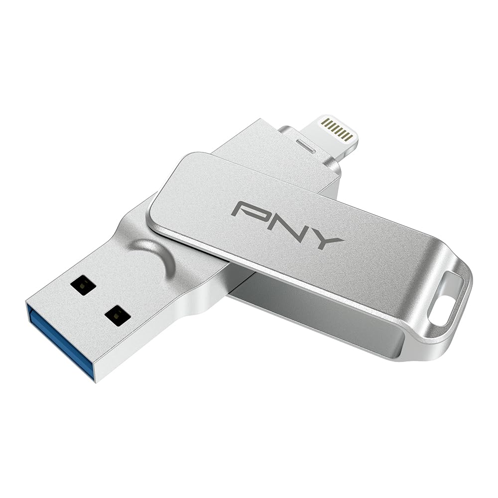 PNY 256GB Duo Link iOS USB 3.2 Dual Flash Drive,Silver