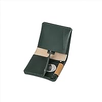 Leather billfold wallet 2.1 compatible with AirTag (Forest Green)