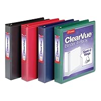 1.5 Inch 3 Ring Binder, D Ring, Assorted, Black, Red, Blue, Green 4 Pack, Holds 375 Sheets (29300)