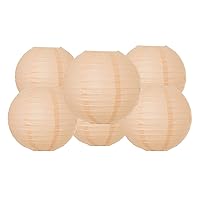 Pack of 6 Round Paper Lantern Lamp Paper Lanterns Party Decorations (Peach, 14