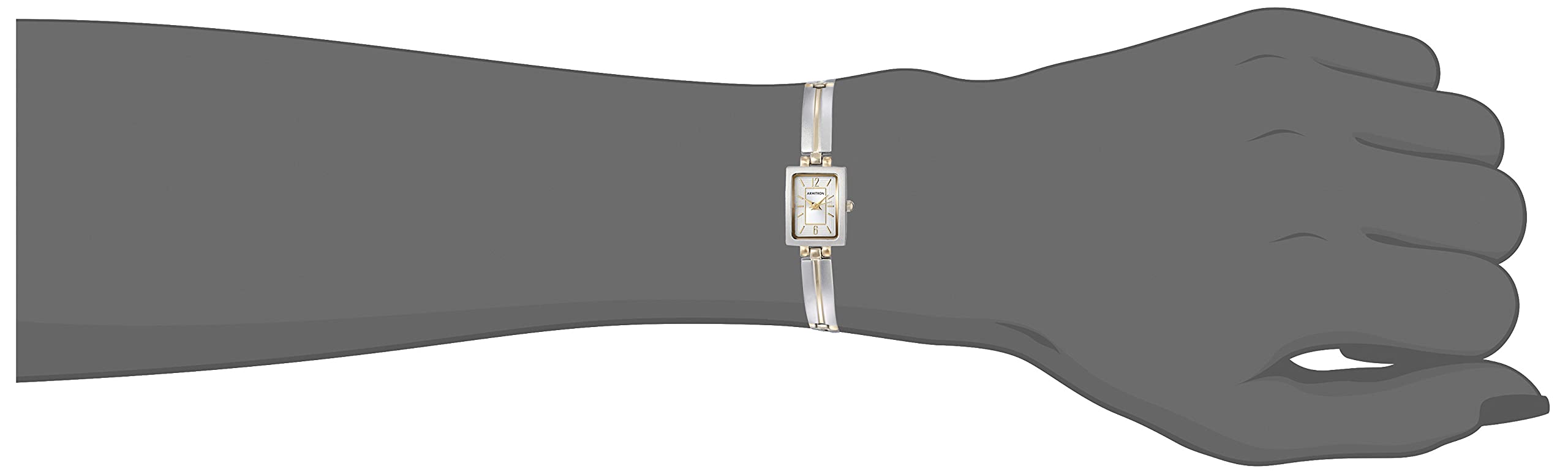 Armitron Women's 75/5331SVTT Rectangular Shaped Two-Tone Bangle Watch