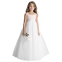 PLUVIOPHILY Pink Chiffon Tulle Wedding Flower Girl Dress Junior Bridesmaid Dress