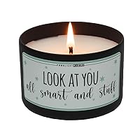 Look At You All Smart And Stuff Candle, Frosted Juniper Scented Handmade Candle, Natural Soy Wax Candle, 25+ Hour Burn Time, 8oz Tin