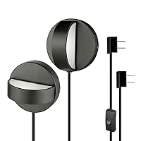 Globe Electric 51848 LED Integrated Plug-In or Hardwire Wall Sconce 2-Pack, Matte Black, 350 Degree Rotation, 16 W, 200 Lumens, 3000 Kelvin, Wall Lights for Bedroom Plug In, Wall Light for Living Room