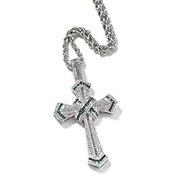 Hip Hop Jewelry Cross Pendant Necklace Gold Filled Colorful CZ Zricon Simple Necklace Rapper Accessories Lover Gift