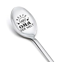 Mother's Day Birthday Gifts for Grandma Best Grandma Spoon for Women Nana Grandmother Gift from Grandaughter Grandson Engraved Coffee Spoons for Grandma Granny Ice Cream Lovers Gifts