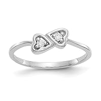 14k White Gold Prong set Polished Diamond Love Heart Ring Size 6 Jewelry for Women