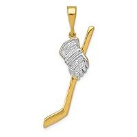 14k Two Tone Gold Solid Polished Hockey Stick Pendant Necklace Measures 42.3x21.5mm Jewelry for Women