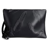 Men's Handbag PU Male Clutch Bag Large Capacity Men Hand Wallet Cell Phone Pocket (Color : Black, Size : 26.5 * 18.5 * 1cm)