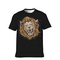 Unisex Funny-Graphic T-Shirt Cool-Tees Novelty-Vintage Short-Sleeve Hip Hop: Lion Print Black Holiday Apparel Brother Gift