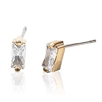 | Hypoallergenic Earrings | Titanium Bijou Stud Earrings | Small Silver Baguette Crystal Detail | Titanium Stud Earrings for Women | Earrings Studs, Sensitive Ears, Trendy Womens Earring Set