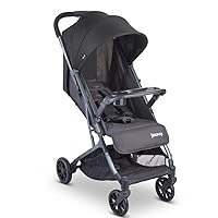 Joovy Kooper Lightweight Baby Stroller Featuring Removable, Swing-Open Tray, Big Wheels, Reclining Seat with Footrest, Extra-Large Retractable Canopy, and Compact Fold (Forged Iron)