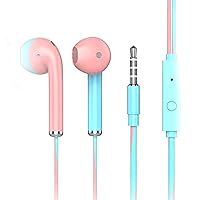 Stylish Wired Earphones with Clear Sound for Music Sports Gamming,in Ear Wired Earphones for Women(Blue and Pink)