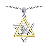 Tommaso Design Jewish Star of David Pendant Necklace by Devorah 14 kt Two Tone Gold