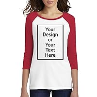 Personalized Shirt for Women Raglan Long Sleeve Baseball Your Own Image Text Front/Back Print