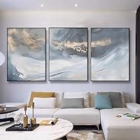 VARUFLY Canvas Art Wall Decor for Living Room Framed Wall Paitings Set of 3 Abstract Wall Decor Art Paintings Black White Gray Gold Aesthetic Bedroom Office Kitchen Wall Decor (Gray, 16