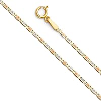 14ct 1.5mm Yellow Gold White Gold and Rose Gold Star Sparkle Cut Chain Necklace Jewelry for Women - Length Options: 41 46 51 56 61