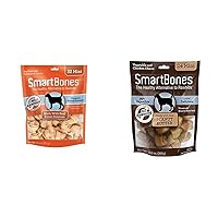SmartBones Mini Chews with Real Sweet Potato 32 Count, Rawhide-Free Chews for Dogs & Mini Chews with Real Peanut Butter 24 Count, Rawhide-FreeChews for Dogs