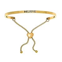 Intuitions Stainless Steel Yellow Finish believe Adjustable Friendship Bracelet