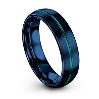 P. Manoukian Tungsten Carbide Wedding Band Ring 6mm for Men Women Green Red Blue Purple Copper Fuchsia Teal Dome Brushed Polished
