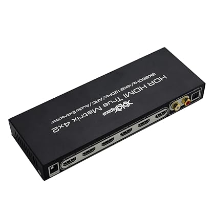 XOLORspace 43420A HDMI 2.1 8K HDR HDMI True Matrix Switch 4x2 Supports 4k 120hz and Dolby Vision with Optical and L/R Audio Extractor and ARC