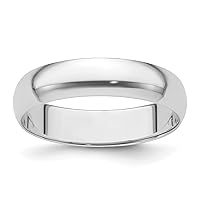Jewels By Lux Solid Platinum 5mm Half Round Featherweight Wedding Ring Band Available in Sizes 5 to 7 (Band Width: 5 mm)