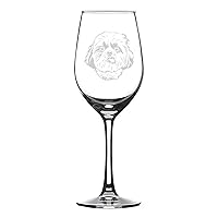 Shih Tzu Hand Blown Printed Wine Glasses,Crystal Etched Funny Wine Glasses, Great Gift for Woman Or Men, Birthday, Retirement And Mother's Day 11oz
