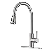 Kitchen Faucet with Pull Down Sprayer Brushed Nickel Stainless Steel Single Handle Modern Kitchen Sink Faucet with Deck Plate